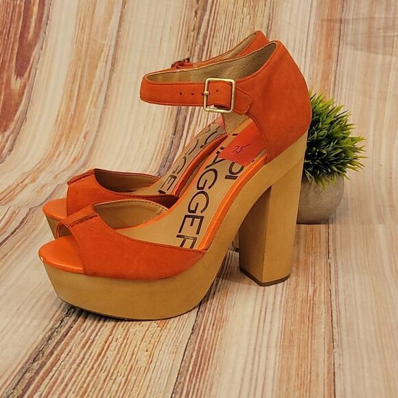 𝅺kelsi Dagger Wynette orange Suede platform sandals - Picture 1 of 11